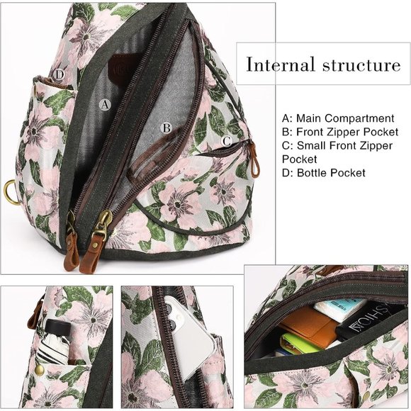Women Small Canvas Sling Bag Crossbody Shoulder Backpack main image 7
